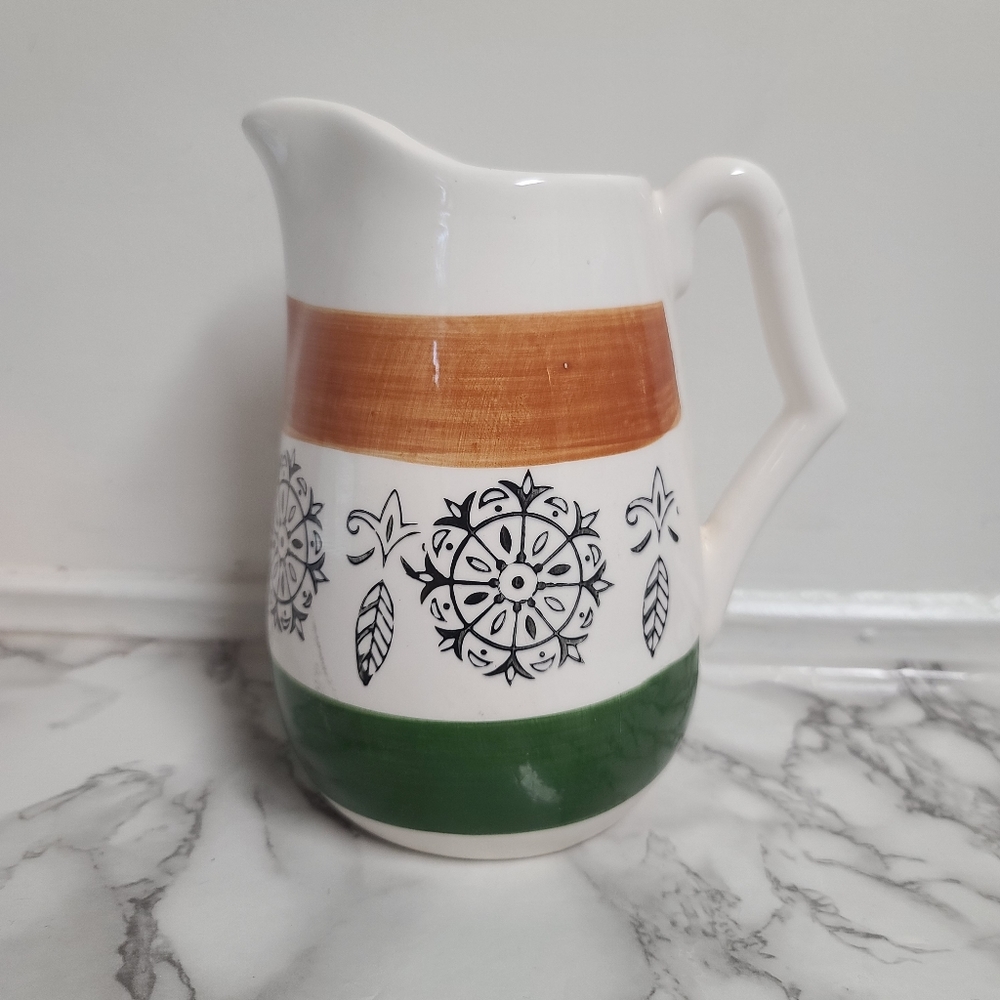 Vintage Royal Sealy Japan Tuscan 1950's Hand Painted Ceramic Pitcher 7"